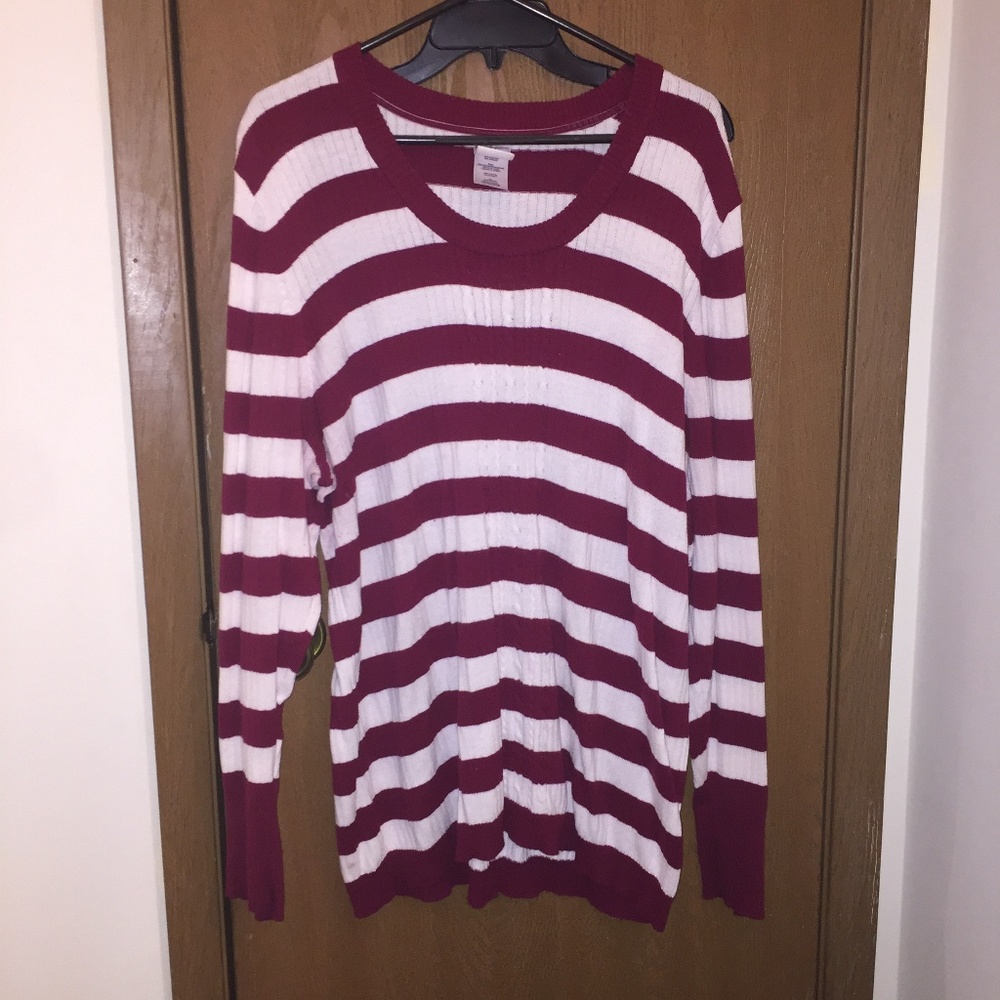 Maroon & white striped sweater